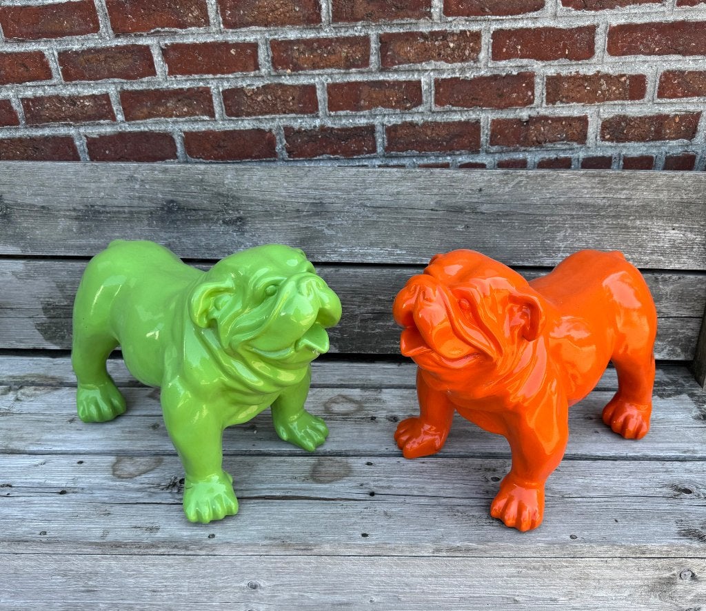 Tuinbeelden engelse Bulldog / Setprijs, Tuin en Terras, Tuinbeelden, Ophalen, Zo goed als nieuw, Overige materialen, Dierenbeeld