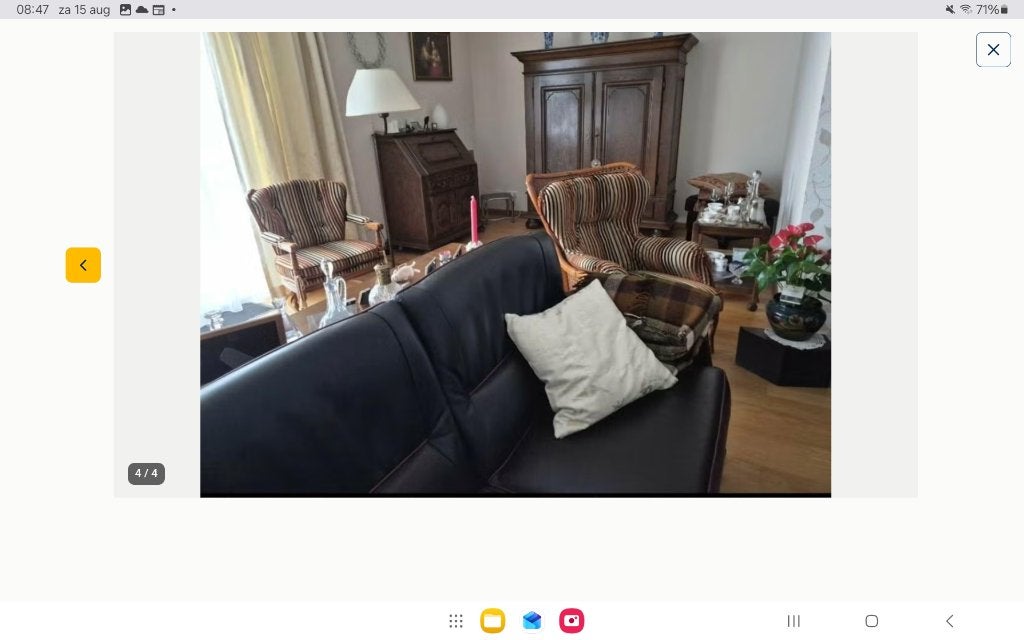 Lederen bankstel zwart met klein rood biesje, Ophalen, Leer, Zo goed als nieuw, Rechte bank