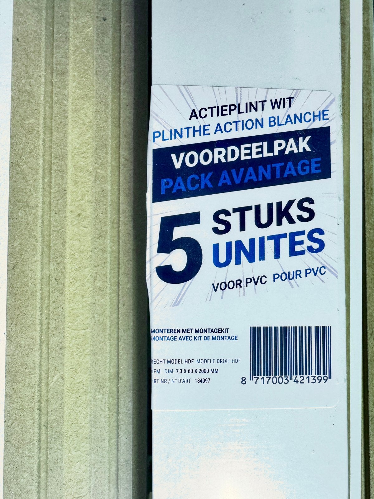 Nieuwe witte plinten mdf 7,3 X 60 X 2000 MM, Ophalen, MDF, Plinten