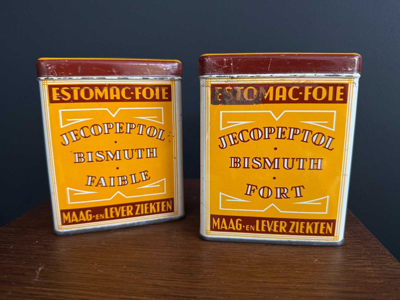 Vintage apothekersblikken JECOPEPTOL – Bismuth Faible & Fort, Ophalen of Verzenden