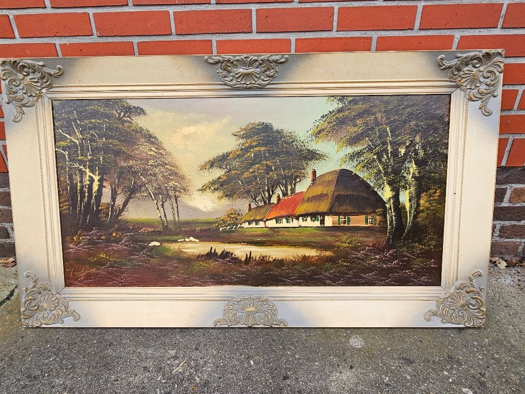 groot schilderij, Ophalen, Doek, Gesigneerd, Landschap