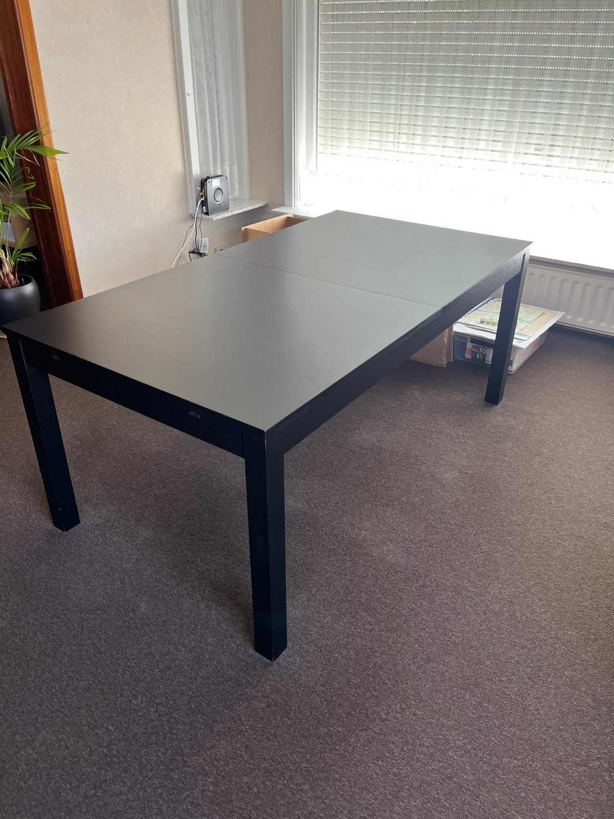 Ikea Houten eettafel zwart, 150 à 200 cm, Cinq personnes ou plus, Comme neuf, Enlèvement