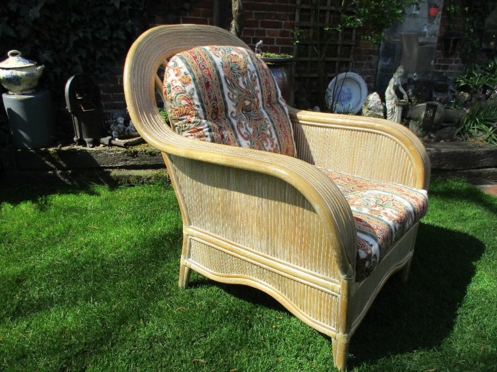 Grote brede tuin of terras zetel in rotan, Ophalen, Zo goed als nieuw, Eenpersoons, Riet of Rotan