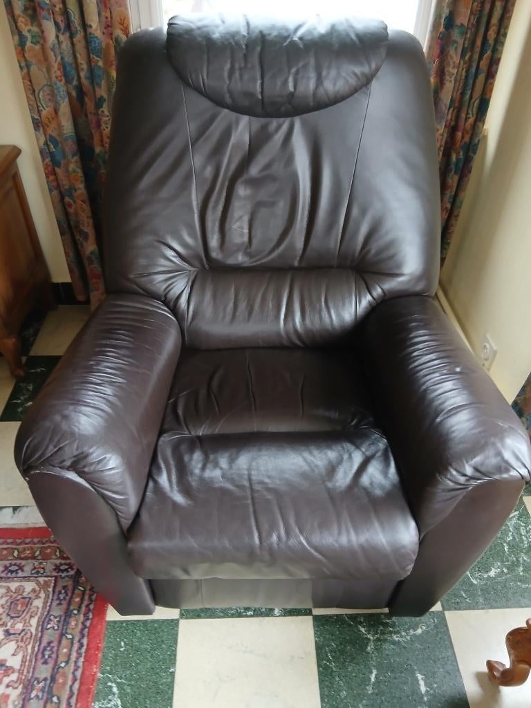 Elektrische relax zetel, Huis en Inrichting, Zetels | Zetels, Ophalen, Zo goed als nieuw, Leer