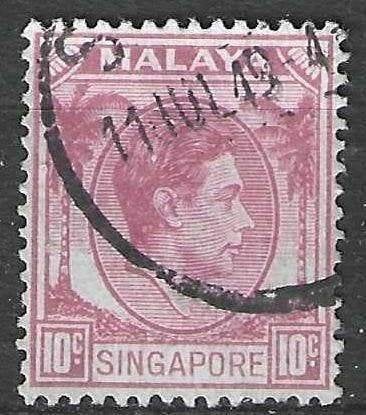 Singapour 1948/1952 - Yvert 9 - Roi George VI - 10 c (ST), Envoi, Affranchi