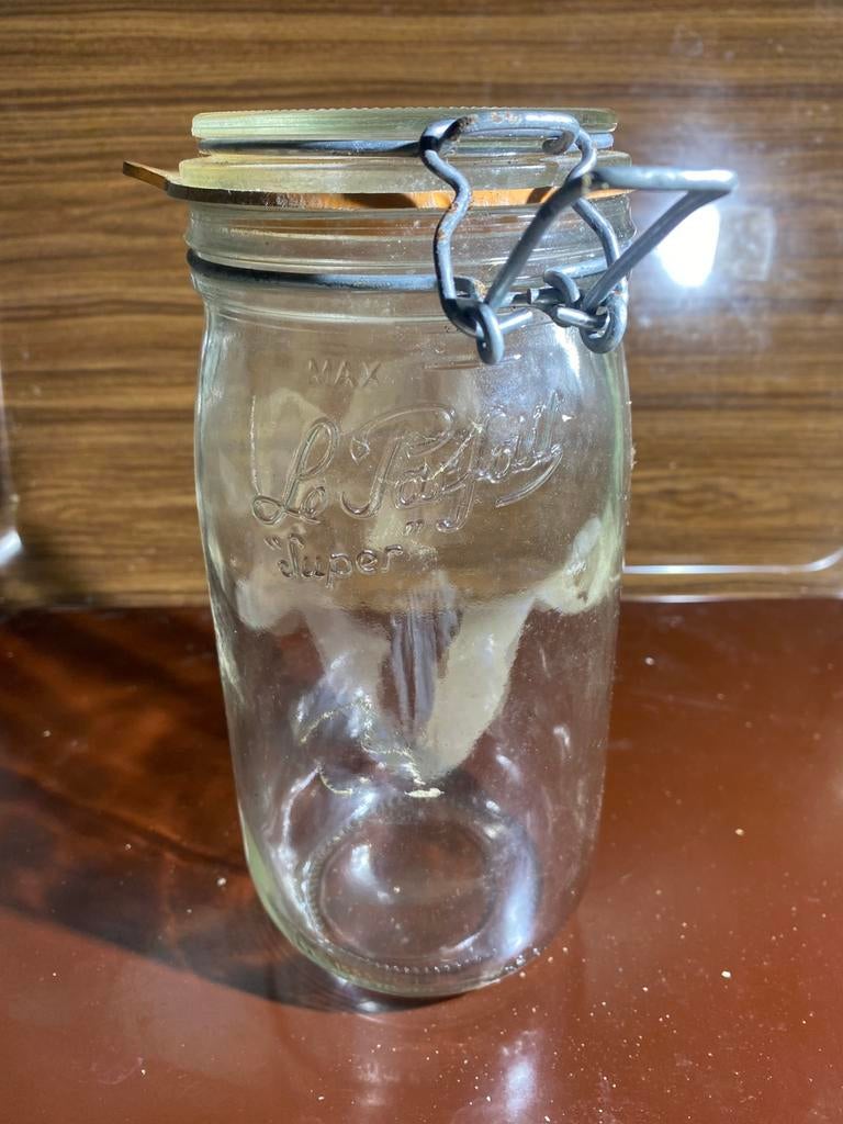 4x Le Parfait Super weckpot glazen bewaarpot vintage, Collections, Verres & Petits Verres, Comme neuf, Enlèvement