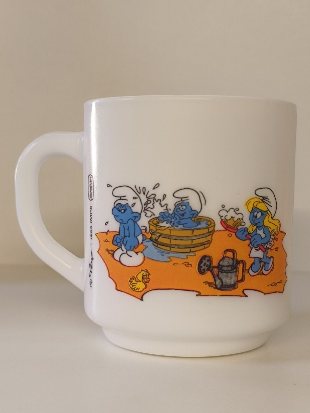 Smurfen Peyo Arcopal Benedictin 1985 vintage mok, Collections, Schtroumpfs, Enlèvement ou Envoi