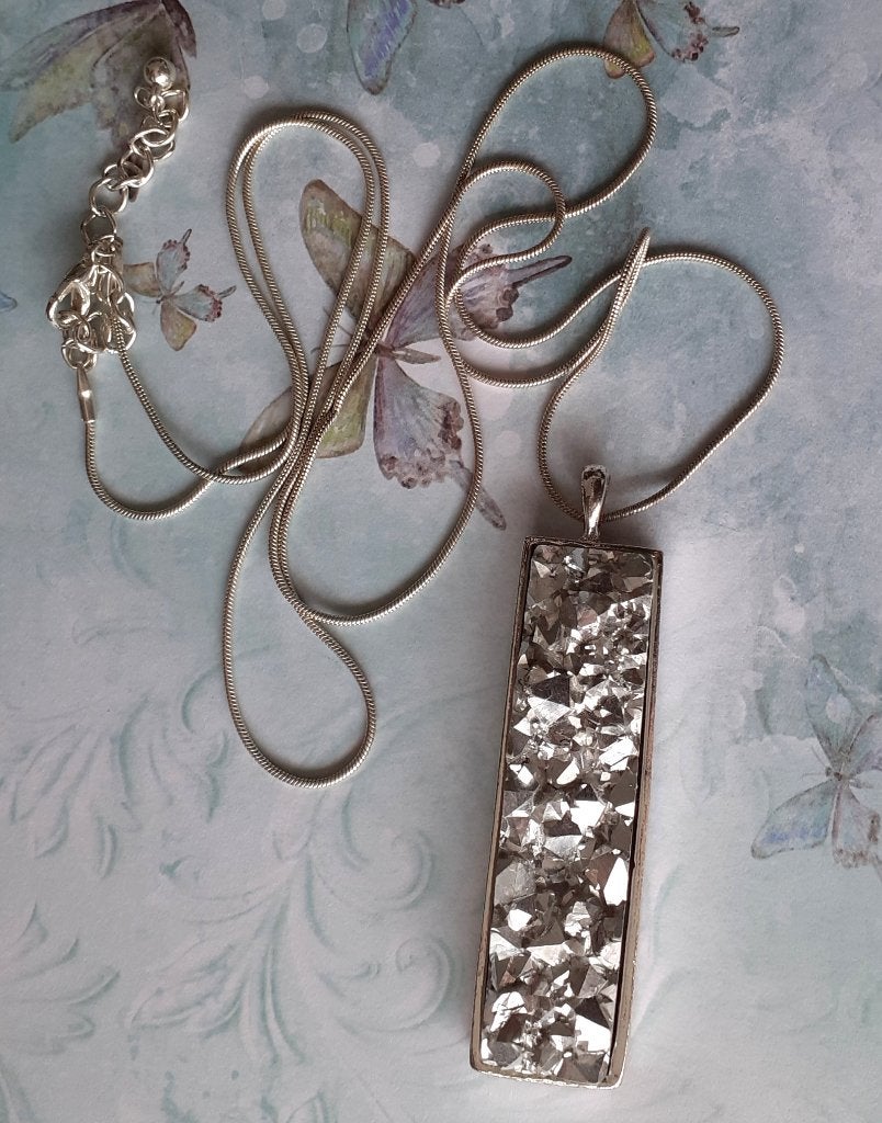 Ketting met hanger vintage druzy kwarts zilver, Handtassen en Accessoires, Kettingen, Met hanger, Ophalen of Verzenden, Zo goed als nieuw