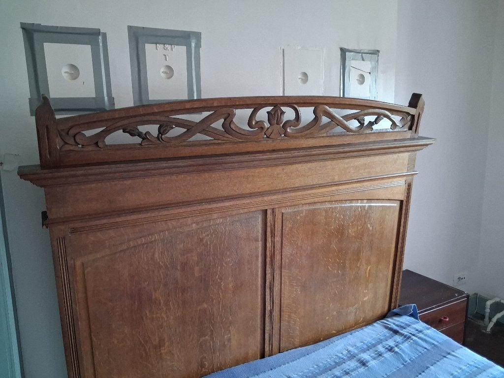 tête de lit, Bruin, Tweepersoons, Zo goed als nieuw, Hout