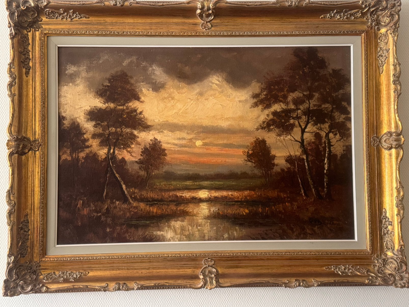 Mooie zonsondergang schilderij, Ophalen