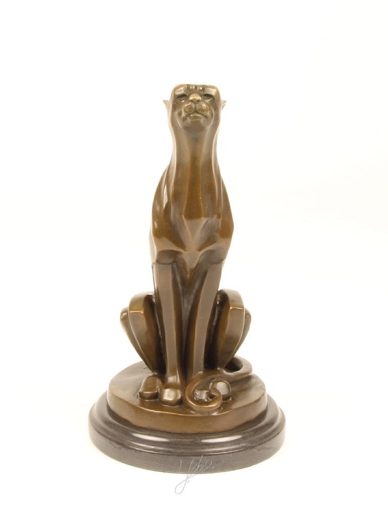 Sculpture décorative en bronze représentant un guépard assis, Antiquités & Art, Statue, Enlèvement ou Envoi, Brun, Art nouveau