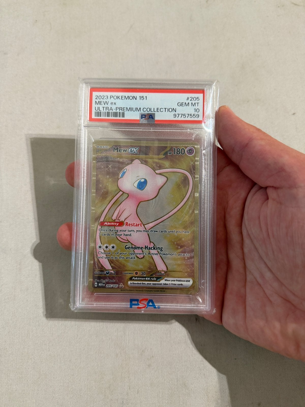 Mew EX 151 #205 Metal Card PSA 10, Ophalen, Zo goed als nieuw