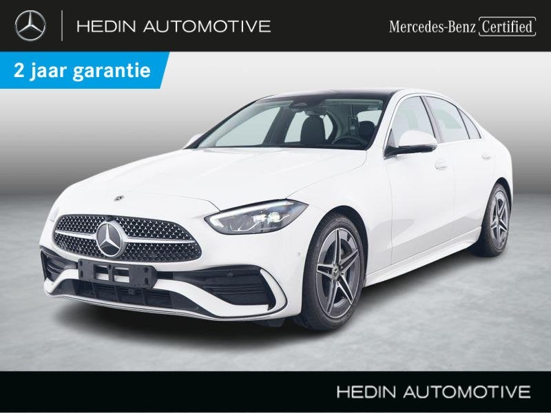 Mercedes-Benz C-klasse 180 Berline AMG Line | Panoramisch Da, Auto's, Automaat, Zwart, 4 cilinders, Wit