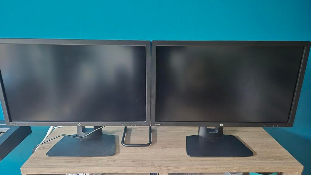 Dual HP Z27i IPS monitors, Informatique & Logiciels, Moniteurs, Utilisé, 60 Hz ou moins, DisplayPort, DVI, HDMI, VGA, Réglable en hauteur