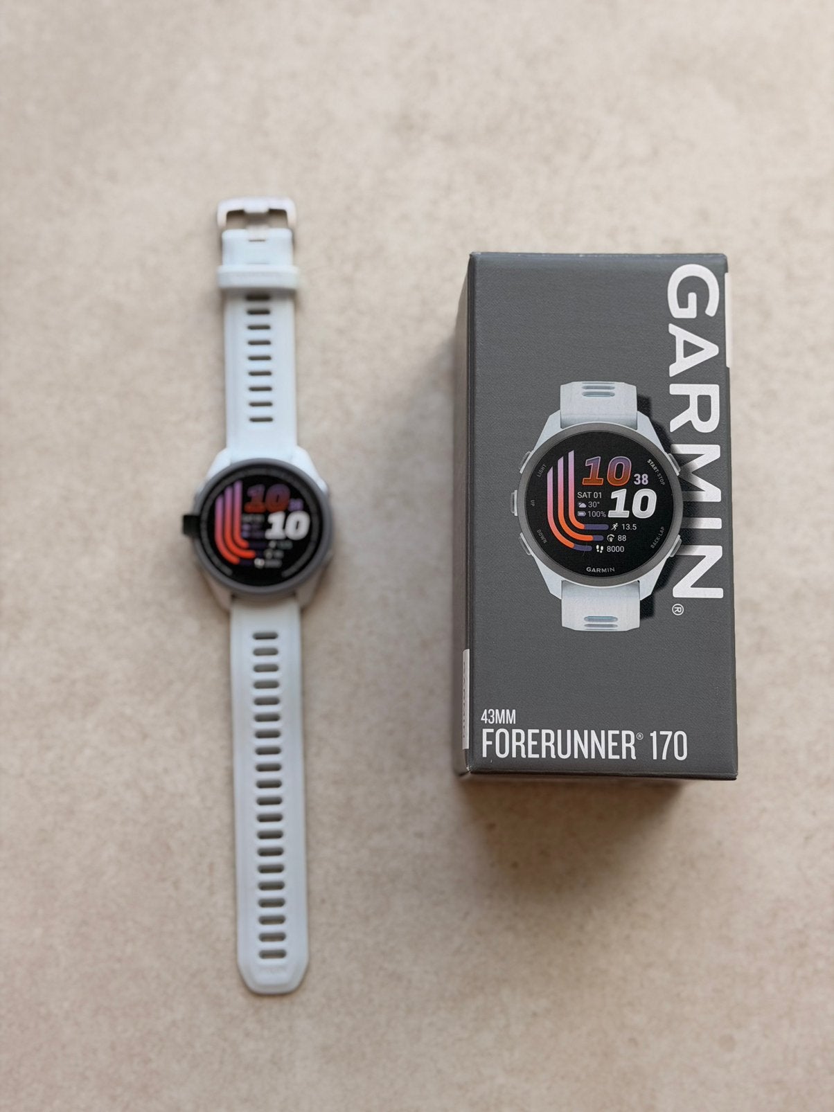 Garmin forerunner 170 NEUVE blanc, bracelet blanc/bleu ciel, Ophalen, GPS, Nieuw, Wit