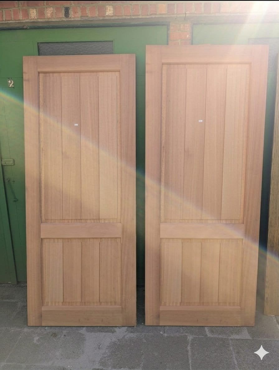 2 portes intérieures en chêne massif avec poignées, Neuf, Porte intérieure, Enlèvement, 80 à 100 cm