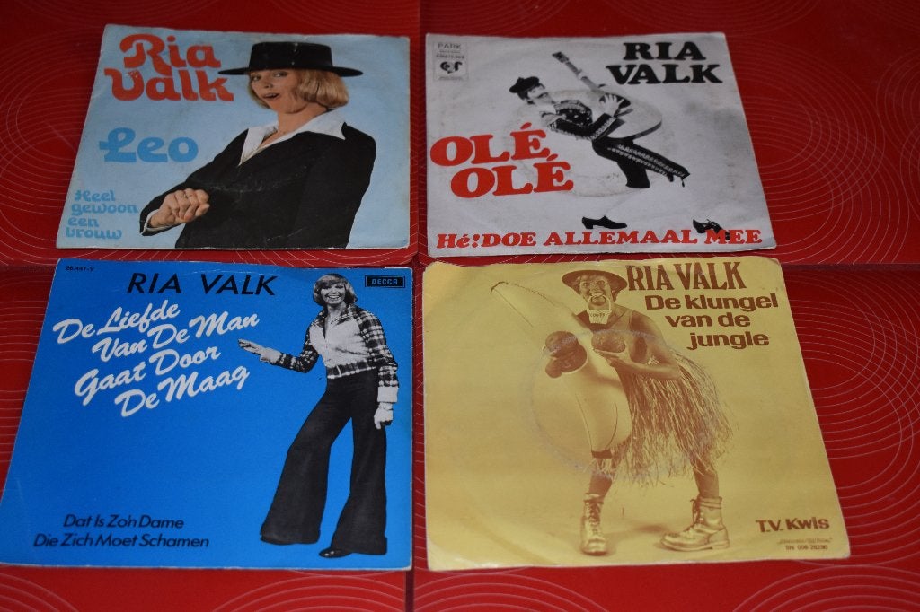 45t's van Ria Valk, steeds ambiace , ideaal jukebox hits, 7 inch, Zo goed als nieuw, Overige typen, Schlager