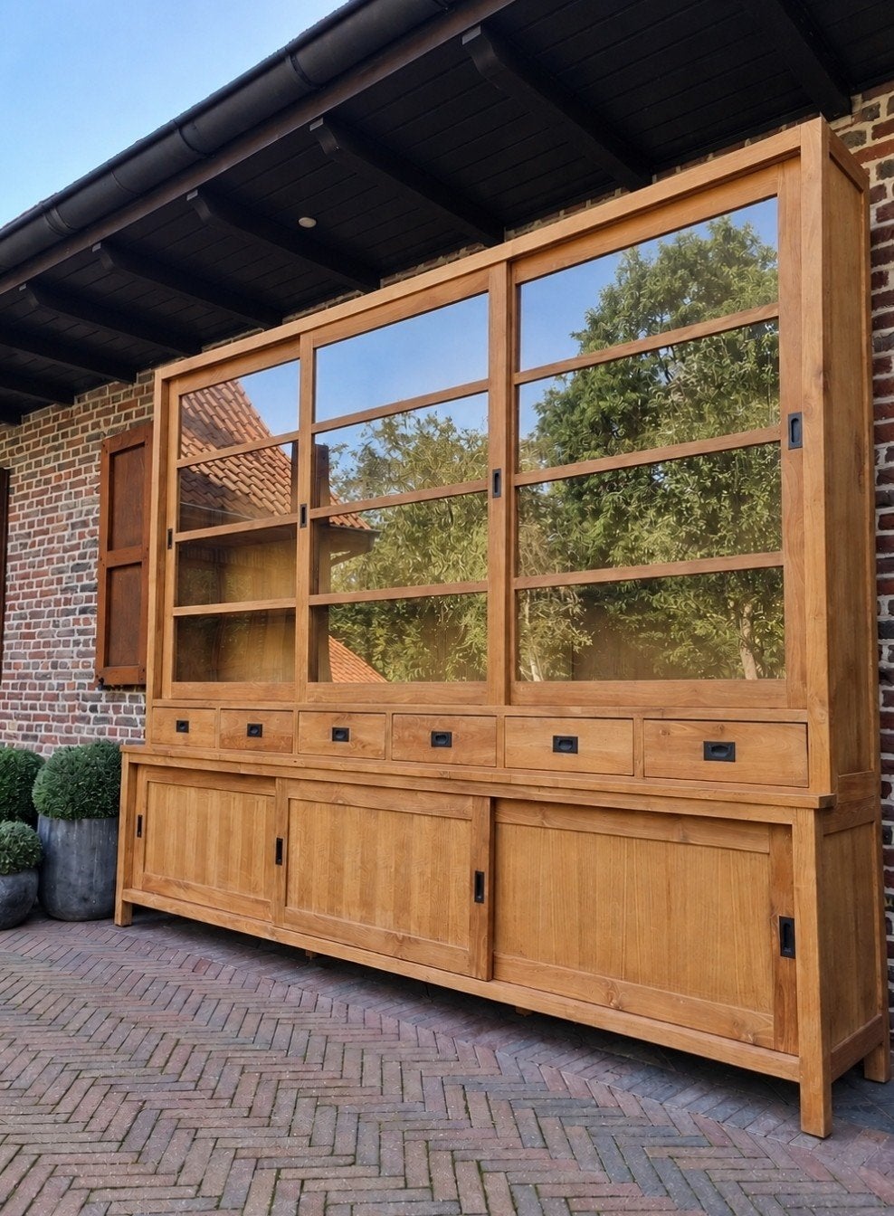 buffet/vitrine en teck ART : 203/26, Maison & Meubles, Teck, 25 à 50 cm, 200 cm ou plus, .