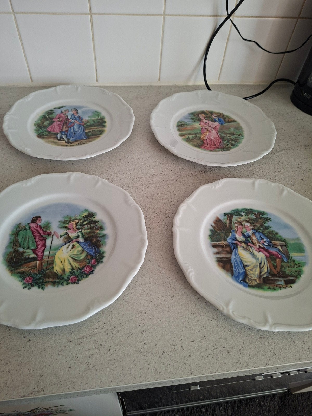 Prachtige set van 4 vintage wandborden – Royal Schwabap (Гер, Antiek en Kunst, Ophalen
