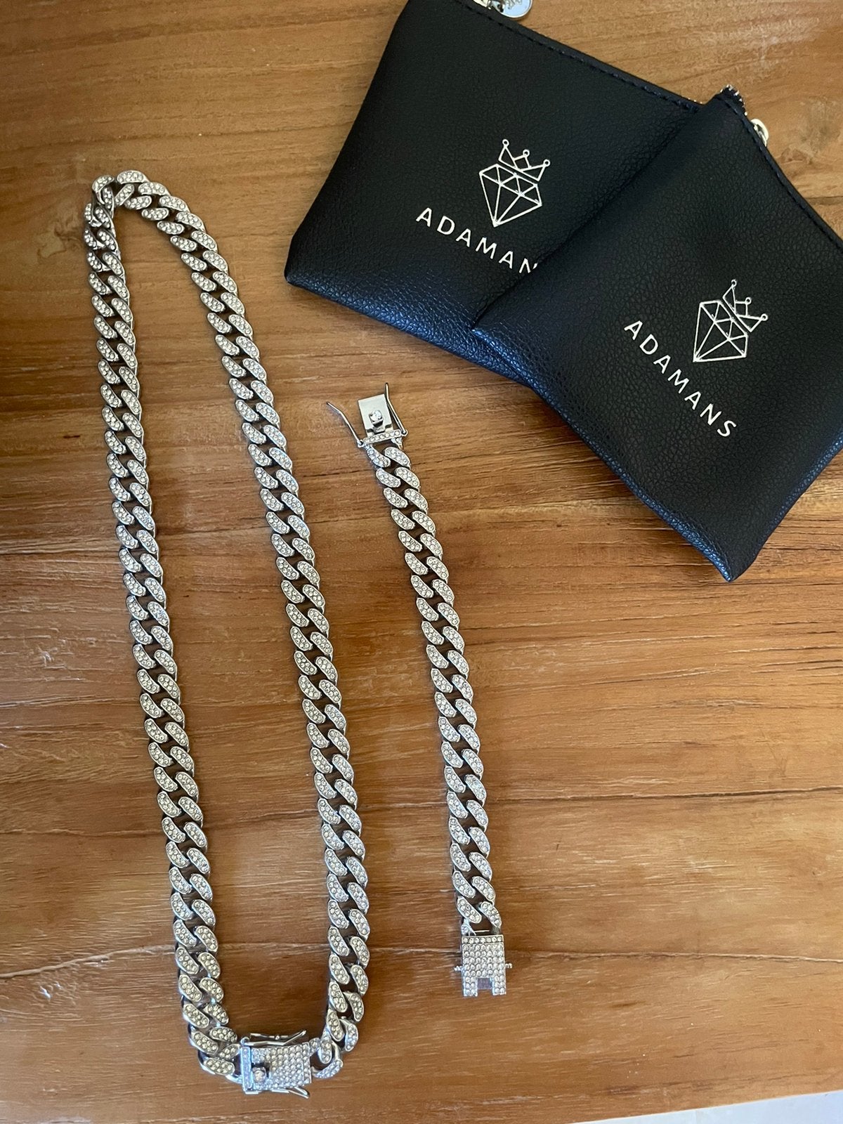 Chaîne et bracelet Adamans, Bijoux, Sacs & Beauté, Enlèvement, Comme neuf, Blanc, Autres matériaux