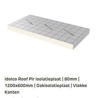IDELCO – PIR Isolatieplaat 1200 x 600 x 80 mm – Nieuw, Doe-het-zelf en Bouw, Isolatie en Afdichting, Ophalen, Nieuw, 5 tot 10 m²