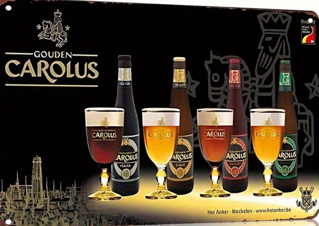 Metalen reclamebord Gouden Carolus - retro vintage mancave, Verzamelen, Ophalen of Verzenden, Nieuw, Reclamebord, Plaat of Schild