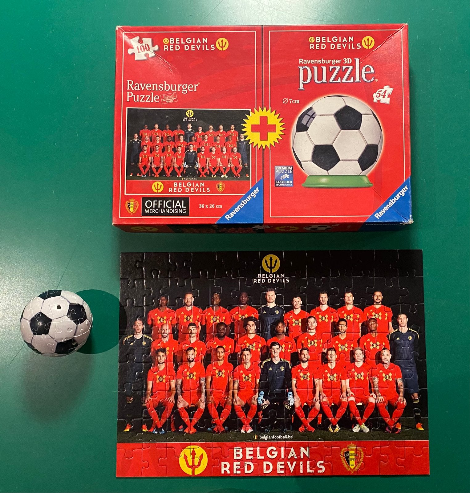 Puzzel belgian red devils met 3D voetbal, Enlèvement ou Envoi, Utilisé