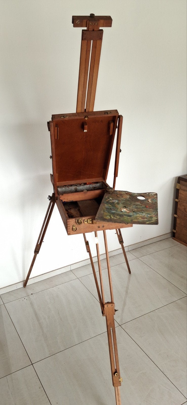 Chevalet et table de travail anciens à patine unique, Enlèvement ou Envoi