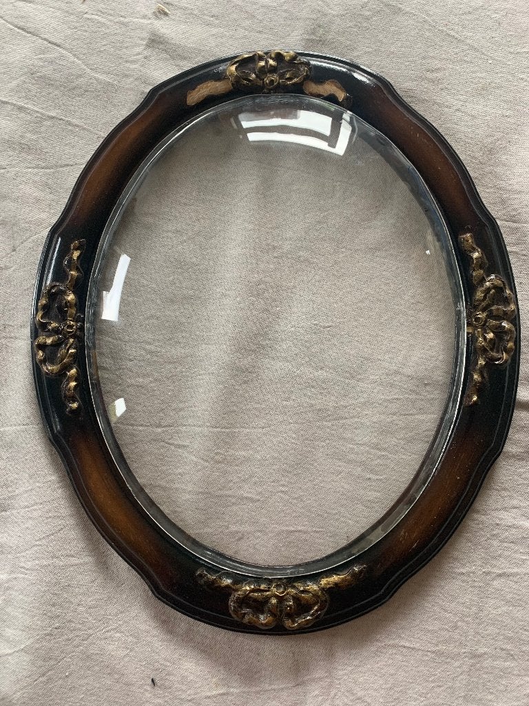 Ovaal antiek gebogen glas met kader, Ophalen