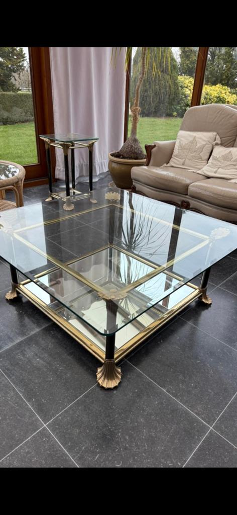Glazen salontafel, Huis en Inrichting, Ophalen, Zo goed als nieuw, Vierkant, Glas