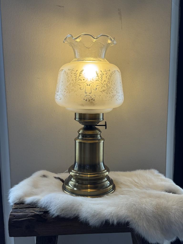 tafellamp, Huis en Inrichting, Lampen | Tafellampen, Zo goed als nieuw, Minder dan 50 cm, Glas, Metaal, Ophalen of Verzenden
