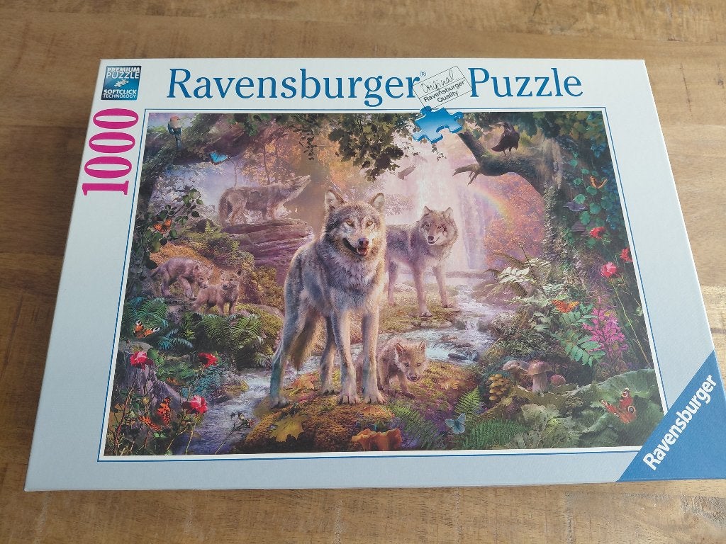Puzzle "Famille de Loups en été" 1000 pièces, Enlèvement ou Envoi, 500 à 1500 pièces, Comme neuf, Puzzle