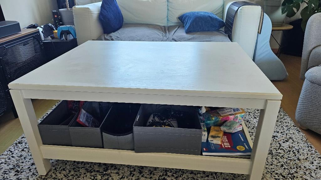 Table basse IKEA HAVSTA – Blanc – Bois massif (Pin), 100 à 150 cm, Moins de 50 cm, Enlèvement, Utilisé