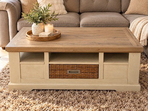 Bel ensemble de meubles de campagne:meuble TV et table basse, Maison & Meubles, Enlèvement, Comme neuf, Rectangulaire