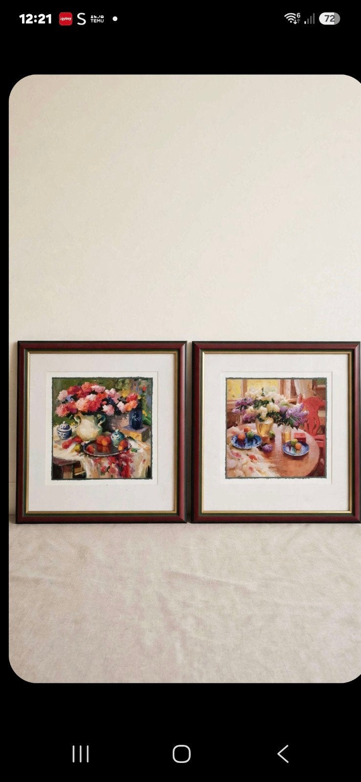 ensemble de natures mortes fleuries assorties, Avec verre, Multicolore, Enlèvement, 63 cm