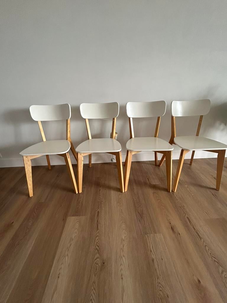 4 stoelen, geen Ikea. Set tafel met stoelen., Huis en Inrichting, Stoelen, Ophalen, Gebruikt, Hout, Vier