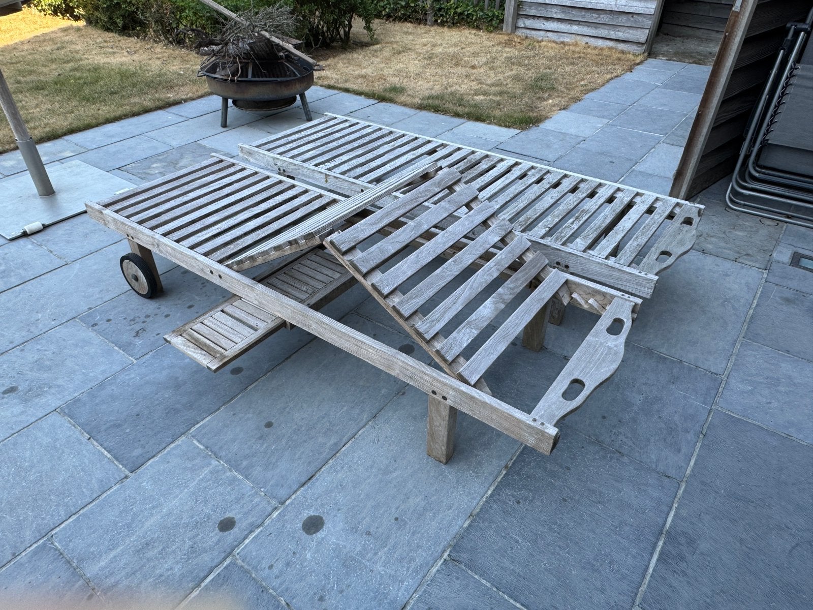 Teak ligbedden, Tuin en Terras, Ophalen, Gebruikt