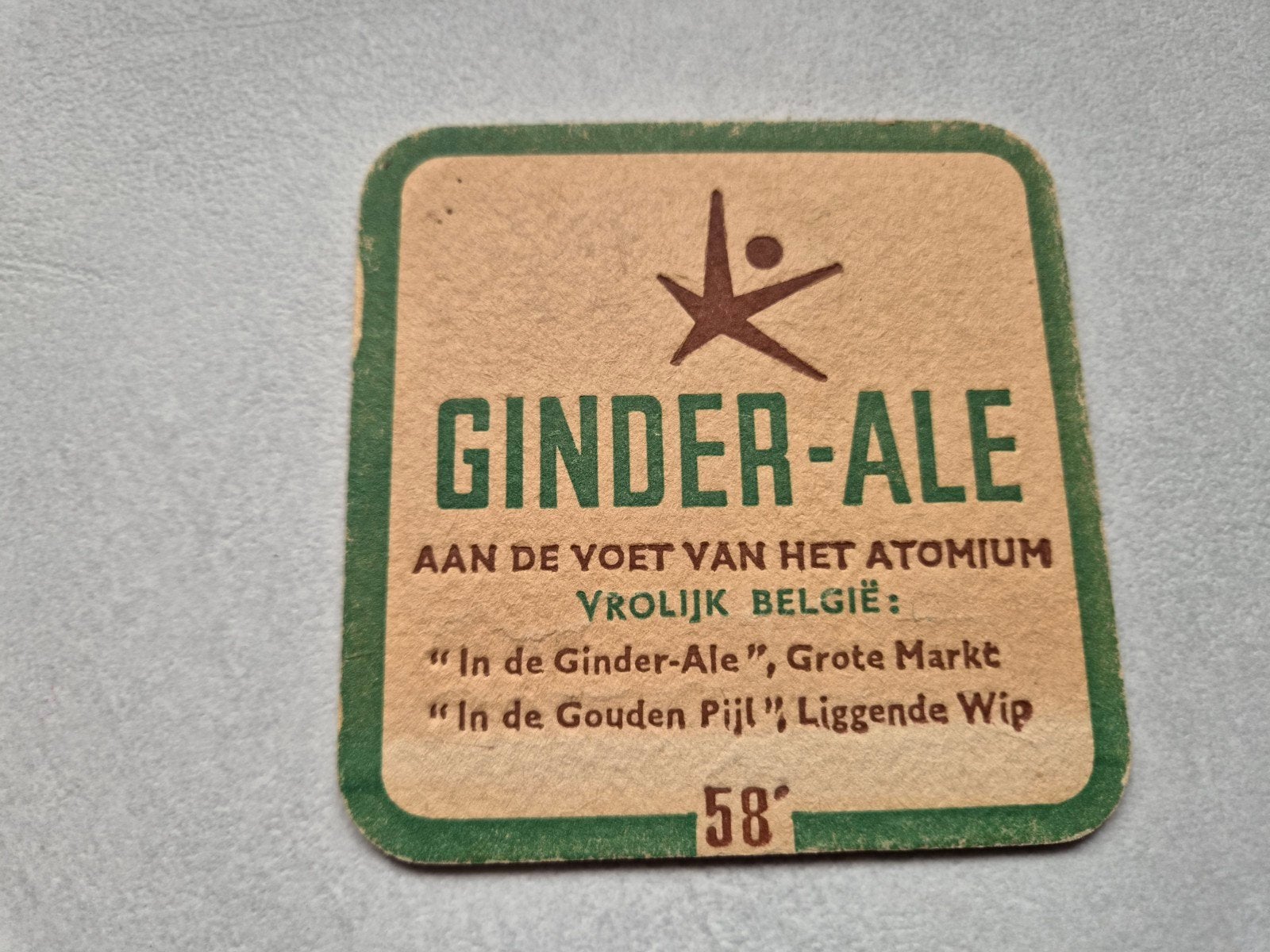 bierviltje GINDER-ALE 1958, Verzamelen, Biermerken, Ophalen of Verzenden
