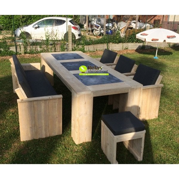 Steigerhout tuinset tuintafel tuinstoelen tuinmeubelen, Tuin en Terras, Tuinsets en Loungesets, Verzenden, Steigerhout, Nieuw