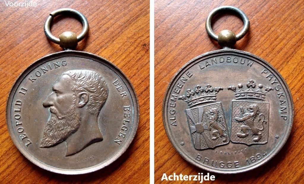 Medaille Landbouwprijskamp Brugge 1894, Postzegels en Munten, Verzenden, Brons