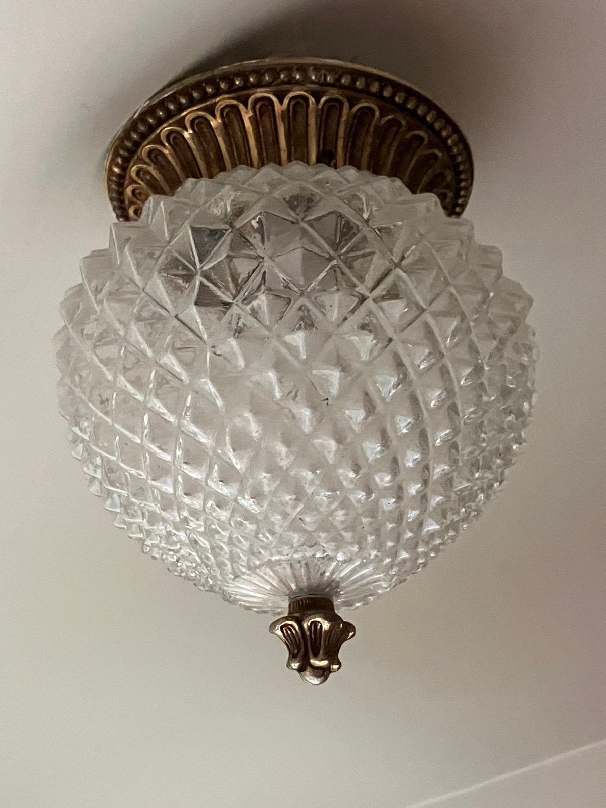 Vintage Hollywood Regency "Ananas" Lamp – Messing & Kristal, Enlèvement ou Envoi
