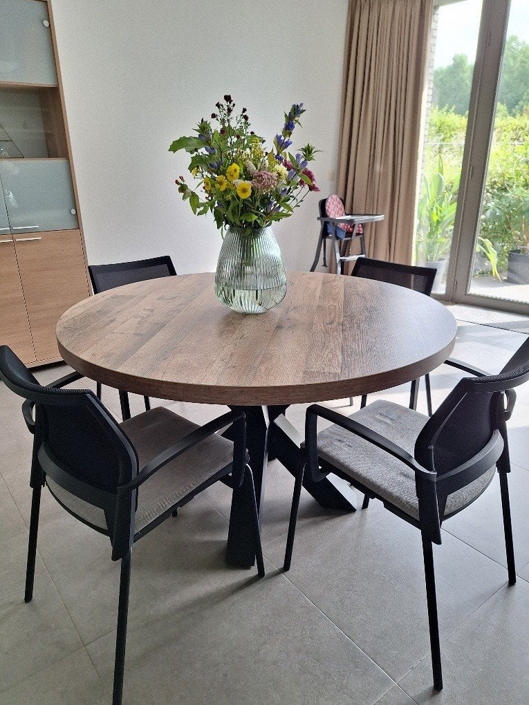 ronde eettafel, Ophalen, Gebruikt, 100 tot 150 cm, Rond
