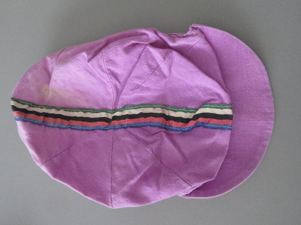wielerpetje koerspetje wielrennen paars strepen werelkamp, Ophalen of Verzenden, Zo goed als nieuw, Pet of Muts
