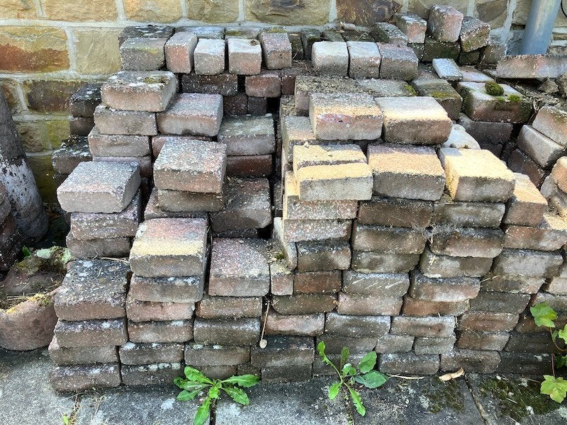 Lot de  400 klinkers en béton (15 x 15 x 6 cm), Jardin & Terrasse, Enlèvement, Utilisé, Autres matériaux