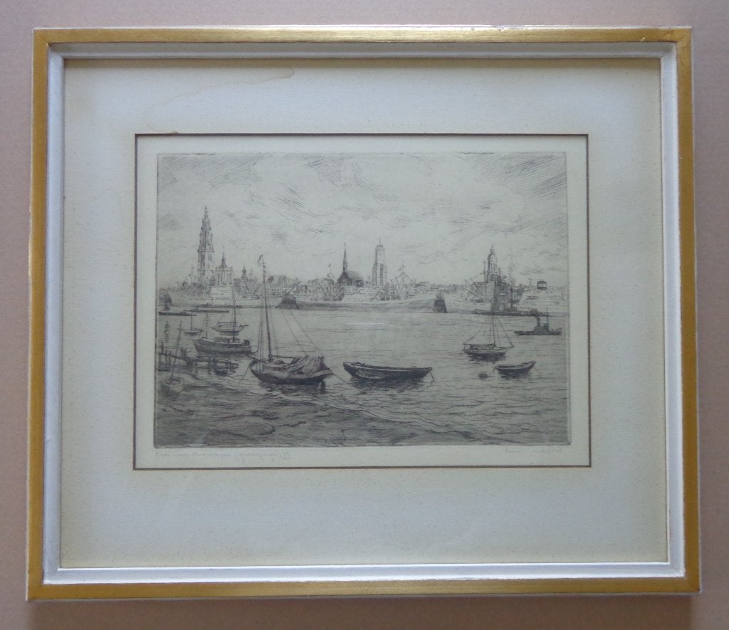 ROMAIN MALFLIET / ANTWERPEN / ZW-W ETS / 47x55cm / KADER, Antiquités & Art, Art | Lithographies & Sérigraphies, Numéroté, Enlèvement ou Envoi
