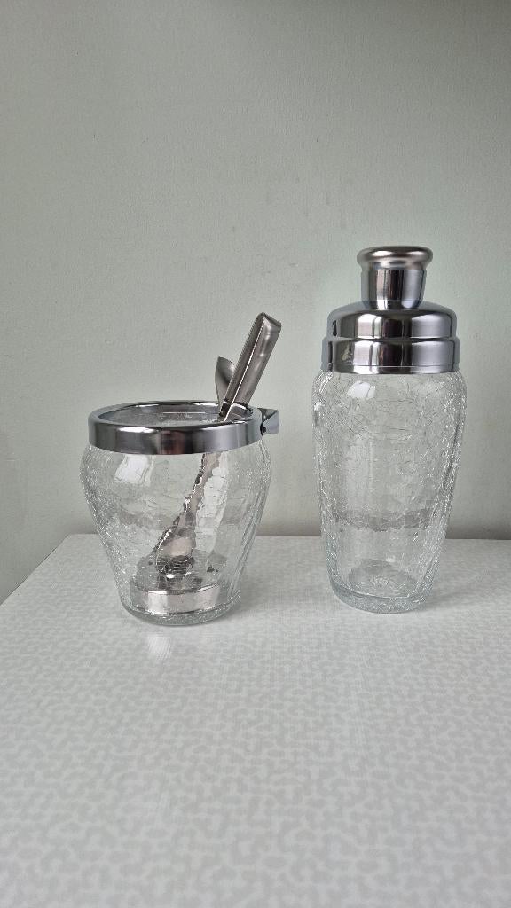Art. 924 Shaker à Cocktail + Seau à Glace, Vintage, Verre, Enlèvement ou Envoi, Comme neuf