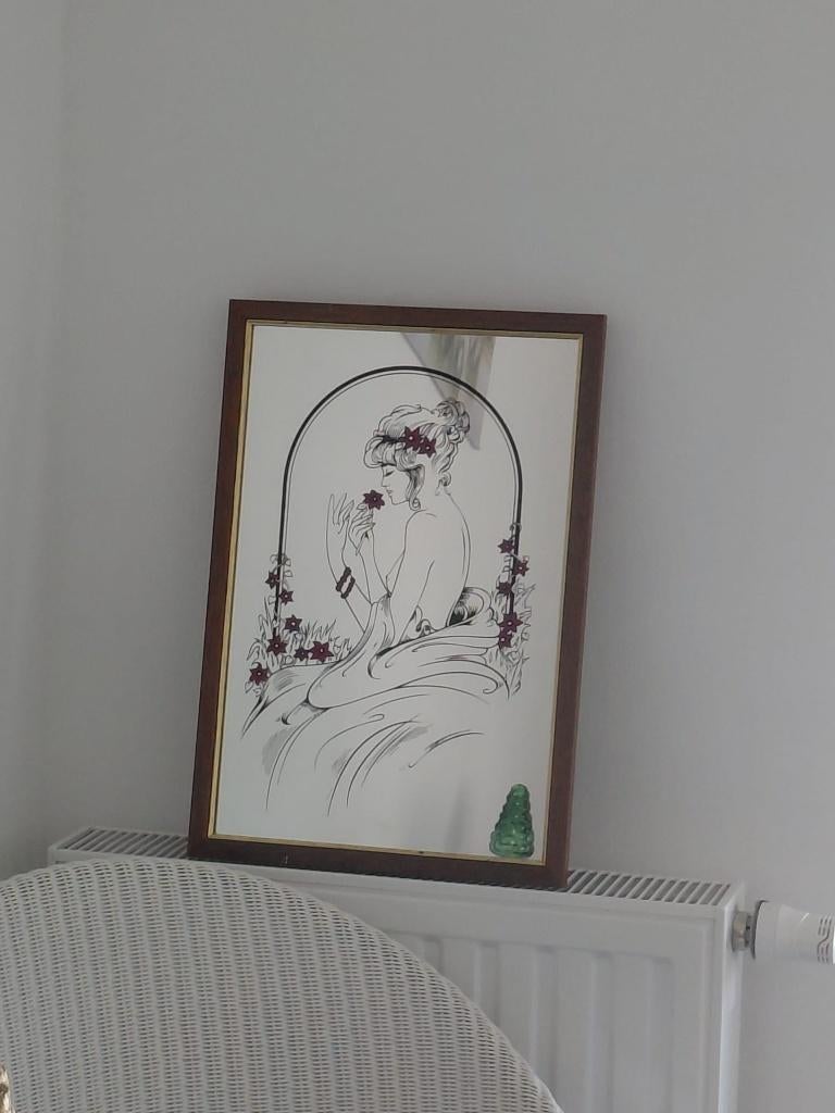 Art en verre miroir Canon de style Art Nouveau vintage, Antiquités & Art, Enlèvement ou Envoi, Rectangulaire, Moins de 50 cm, Moins de 100 cm