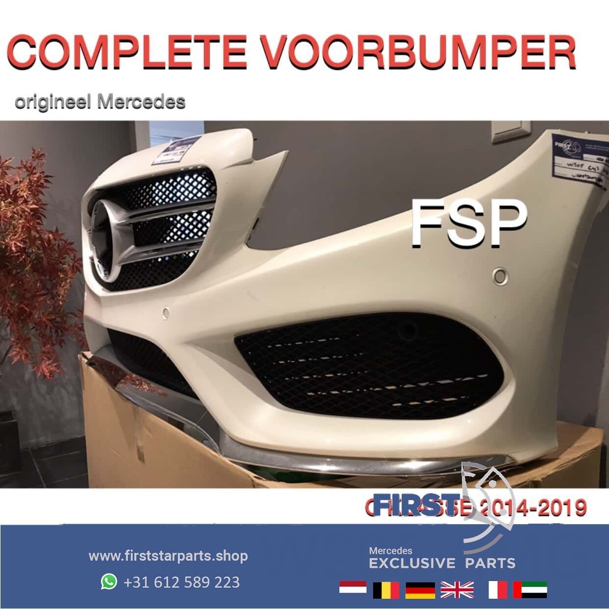W205 C43 AMG VOORBUMPER WIT COMPLEET Mercedes C Klasse 2014-, Utilisé, -, Avant, -