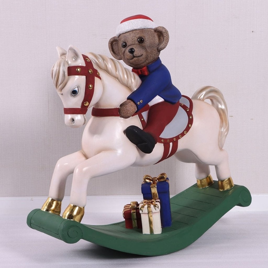 Ours de Noël sur cheval à bascule 93 x 82 x 32 cm, Enlèvement, Neuf