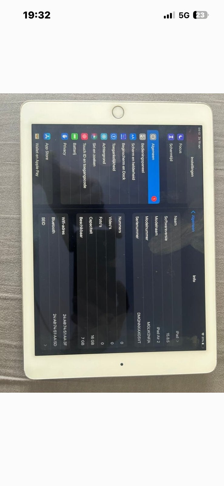 Ipad air 2 16GB, Computers en Software, Apple iPads, Apple iPad Air, Zo goed als nieuw, 16 GB, Wi-Fi
